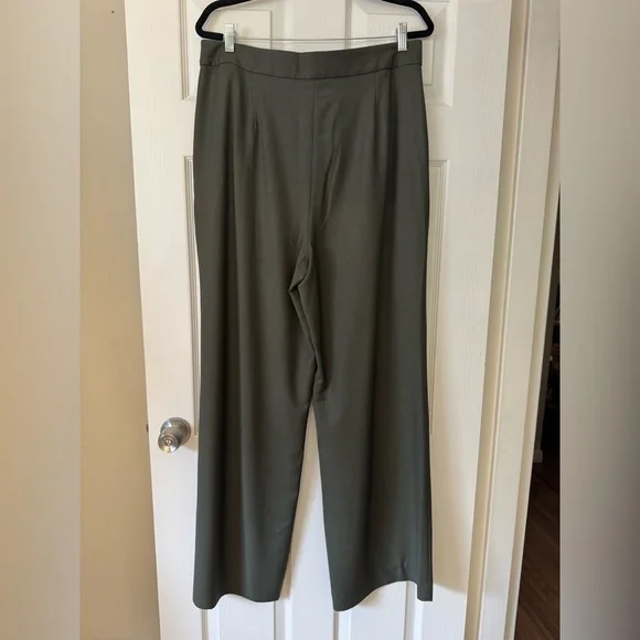 Sezane Women's NWT Cesar Olive Wide Leg trousers - Picture 2 of 8